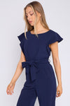 Alisha Navy Wide Leg Belted Jumpsuit