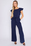 Alisha Navy Wide Leg Belted Jumpsuit