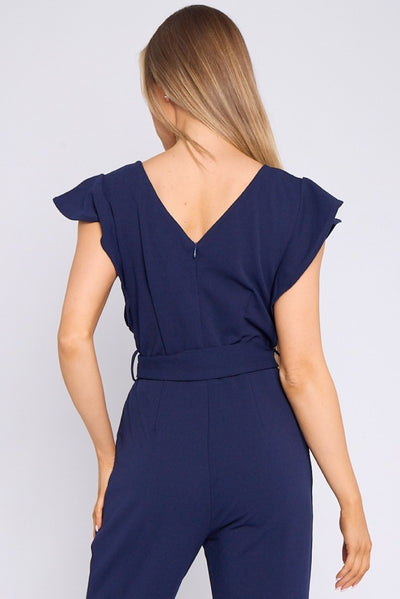 Alisha Navy Wide Leg Belted Jumpsuit