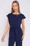 Alisha Navy Wide Leg Belted Jumpsuit