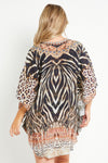 Animal Print Short Beach Dress Kaftan