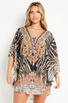 Animal Print Short Beach Dress Kaftan