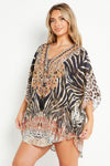 Animal Print Short Beach Dress Kaftan