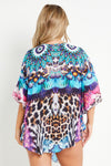 Purple Blue Short Beach Dress Kaftan