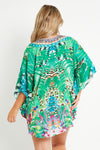 Tropical Green Short Beach Dress Kaftan