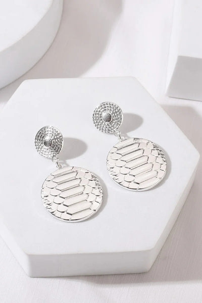 Silver Tone Snake Print Earrings