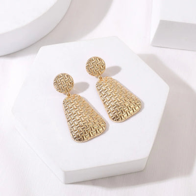 Gold Tone Textured Statement Earrings