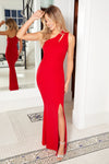 Amani Red One Shoulder Cut Out Maxi Dress With Slit