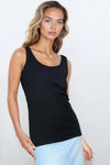 Black Cotton Vest Top