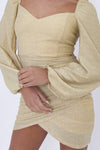 Gold Long Sleeve Mini Dress