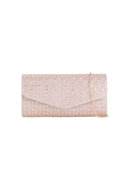 Rose Gold Diamante Evening Clutch Bag