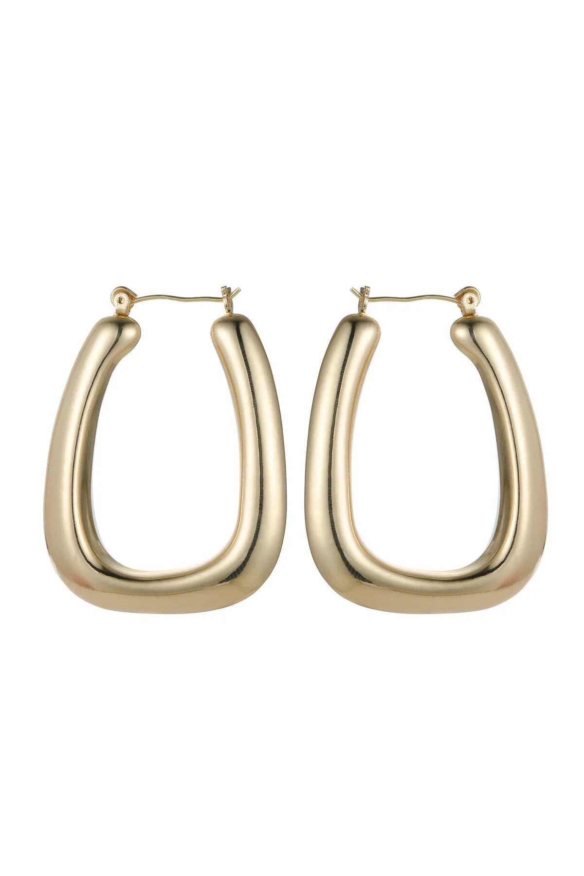 Gold Tone Diagonal Hoop Earrings
