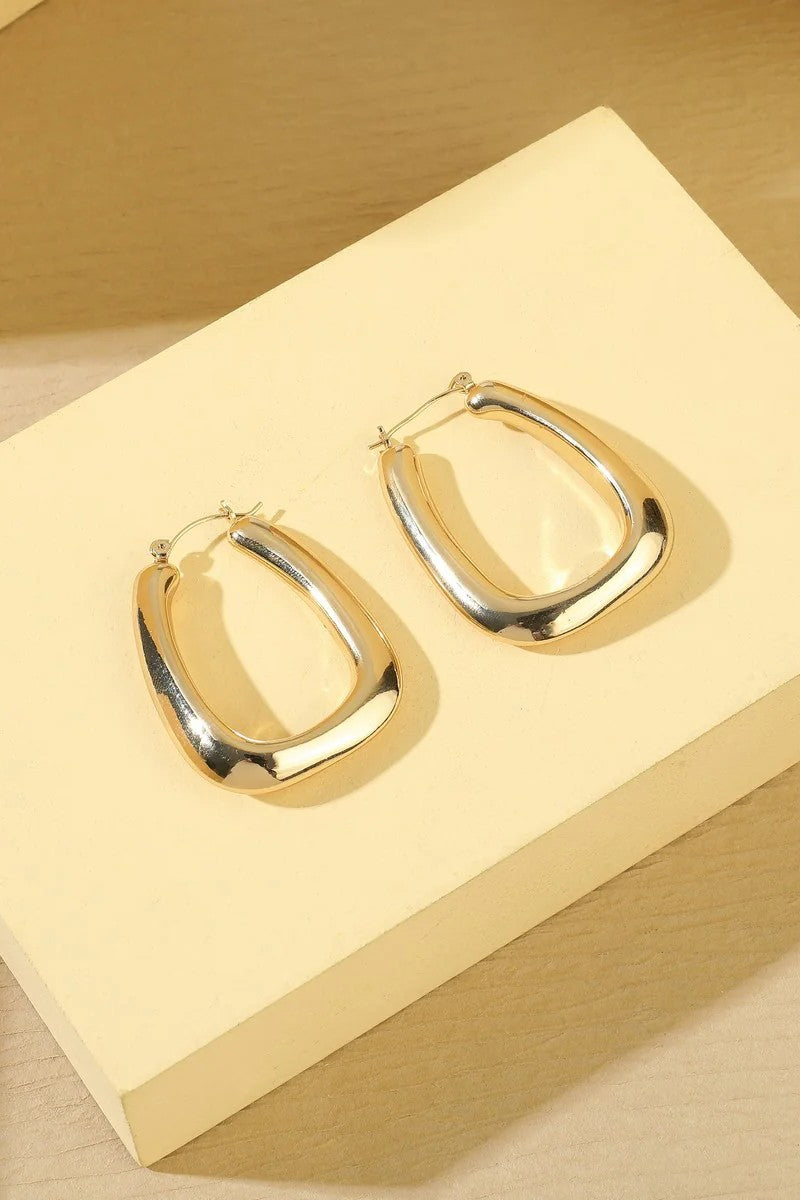 Gold Tone Diagonal Hoop Earrings