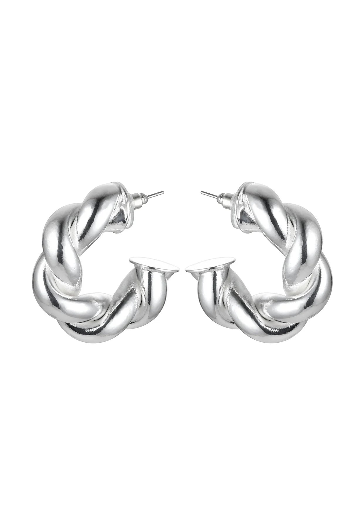Silver Tone Twisted Earrings