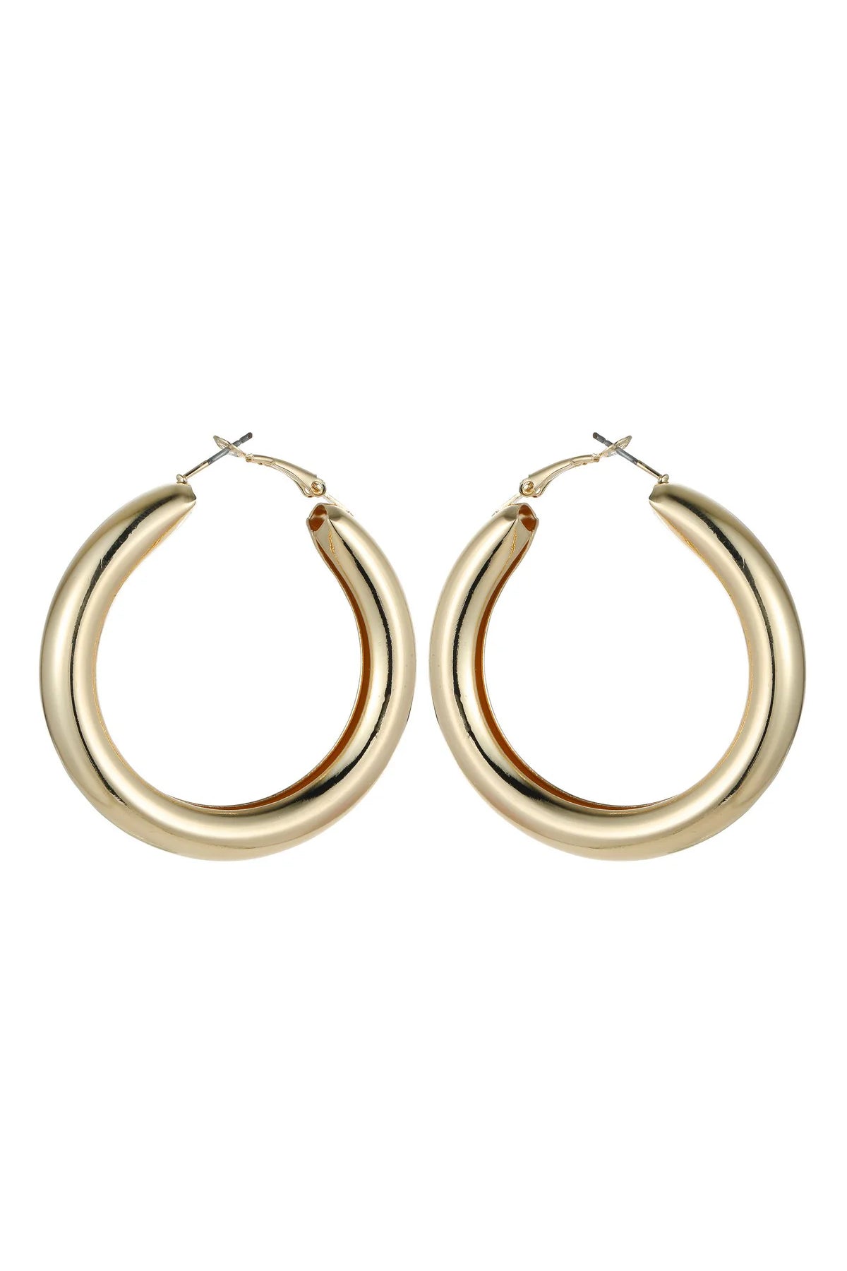 Gold Tone Chunky Hoop Earrings