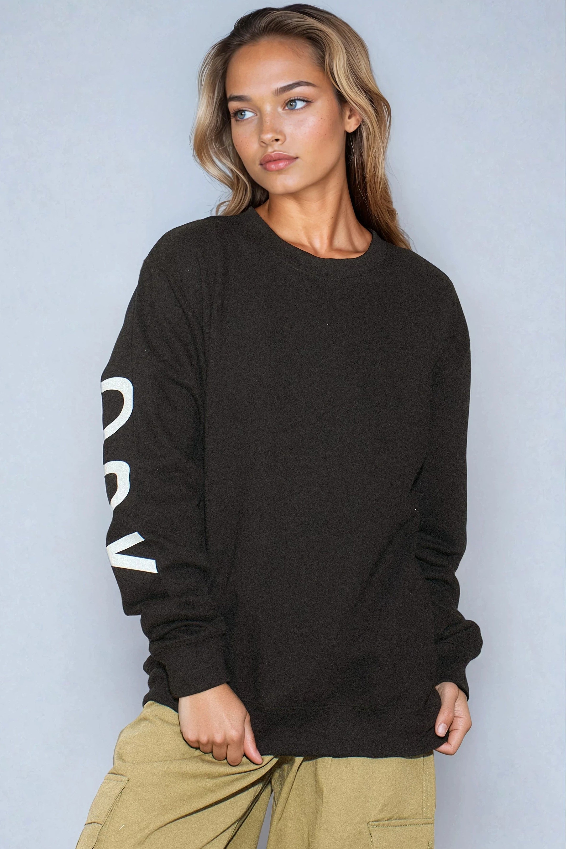 Black Aftershock Logo Oversized Crewneck Sweatshirt