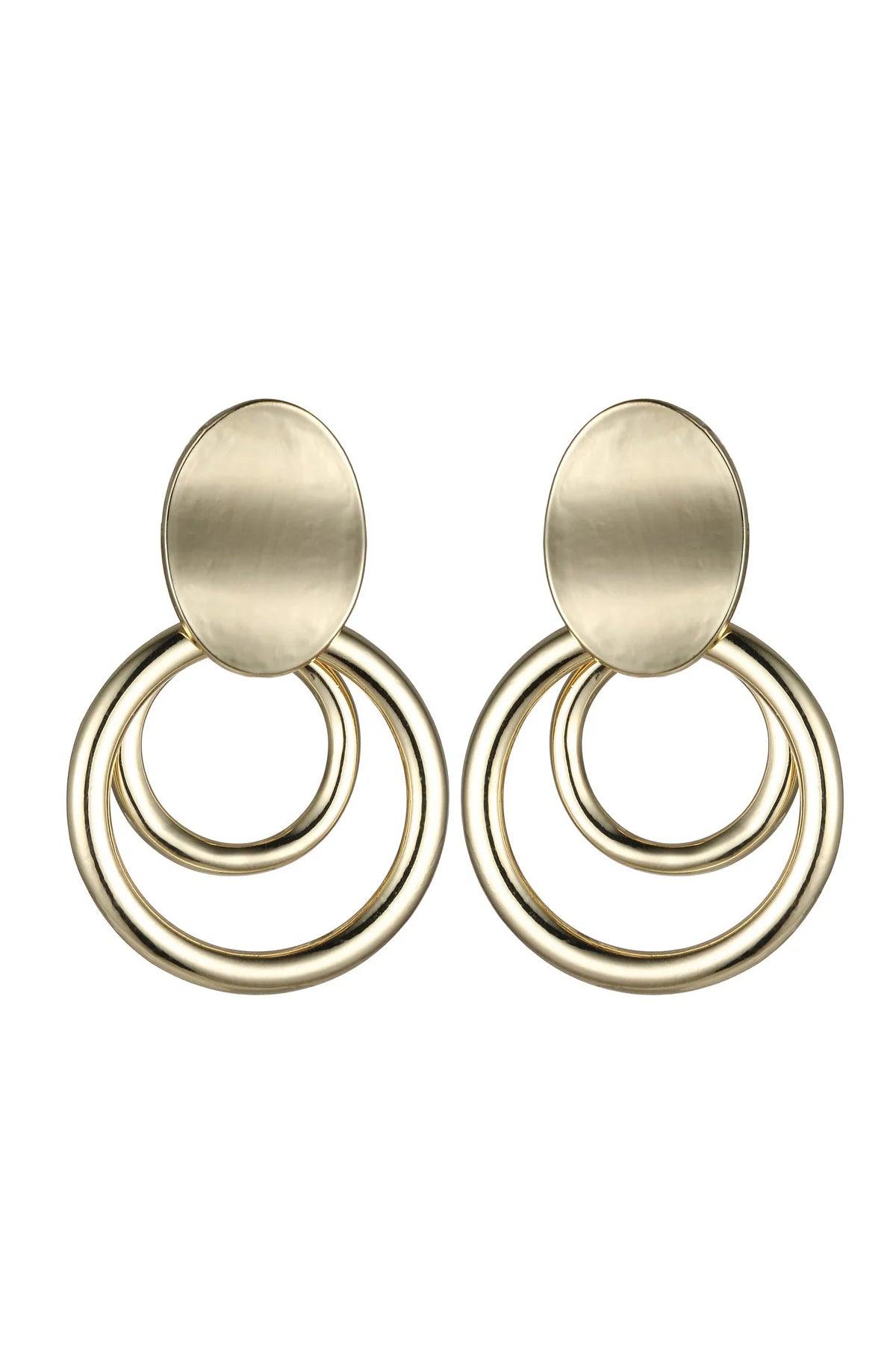 Gold Tone Double Circle Hoop Earrings