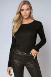 Black Round Neck Long Sleeve Top