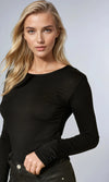 Black Round Neck Long Sleeve Top