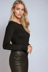 Black Round Neck Long Sleeve Top