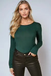 Green Round Neck Long Sleeve Top