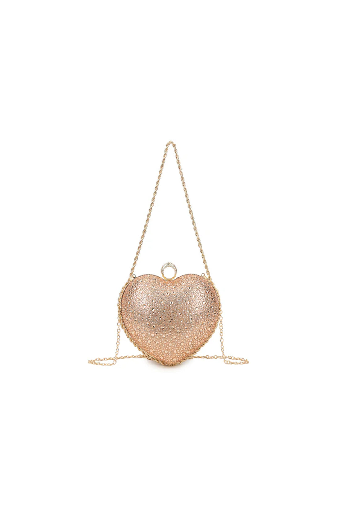 Gold Heart Diamante Clutch Bag