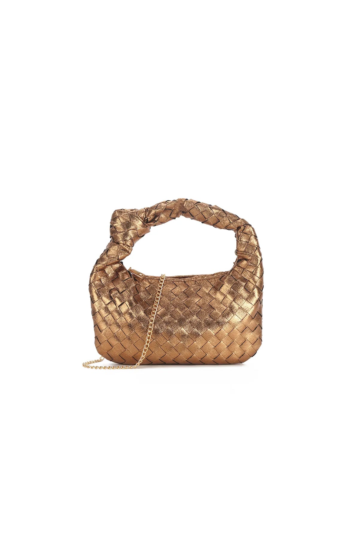 Bronze Woven Shoulder Bag with Knot Detail Aftershock London