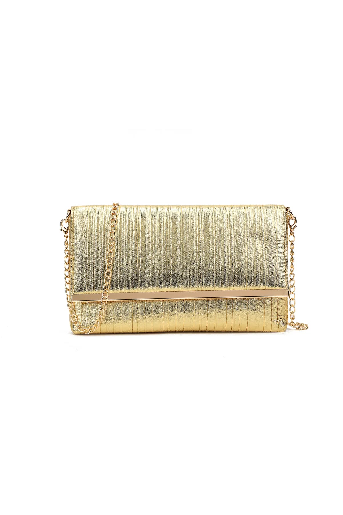 Gold Pleated Clutch Bag
