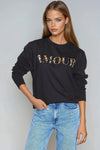 Black Amour Leopard Print Sweatshirt