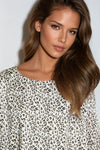 Khaki Leopard Print Round Neck Top