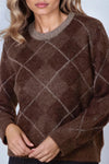 Brown Wool Blend Crew Neck Jumper