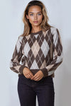 Light Brown Grey Wool Blend Jacquard Jumper