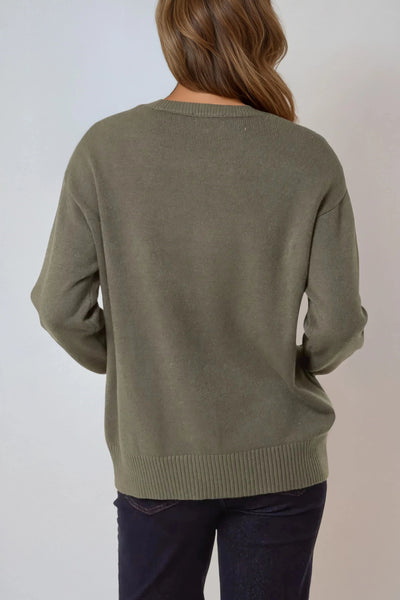 Khaki Geometric Knitted Jumper