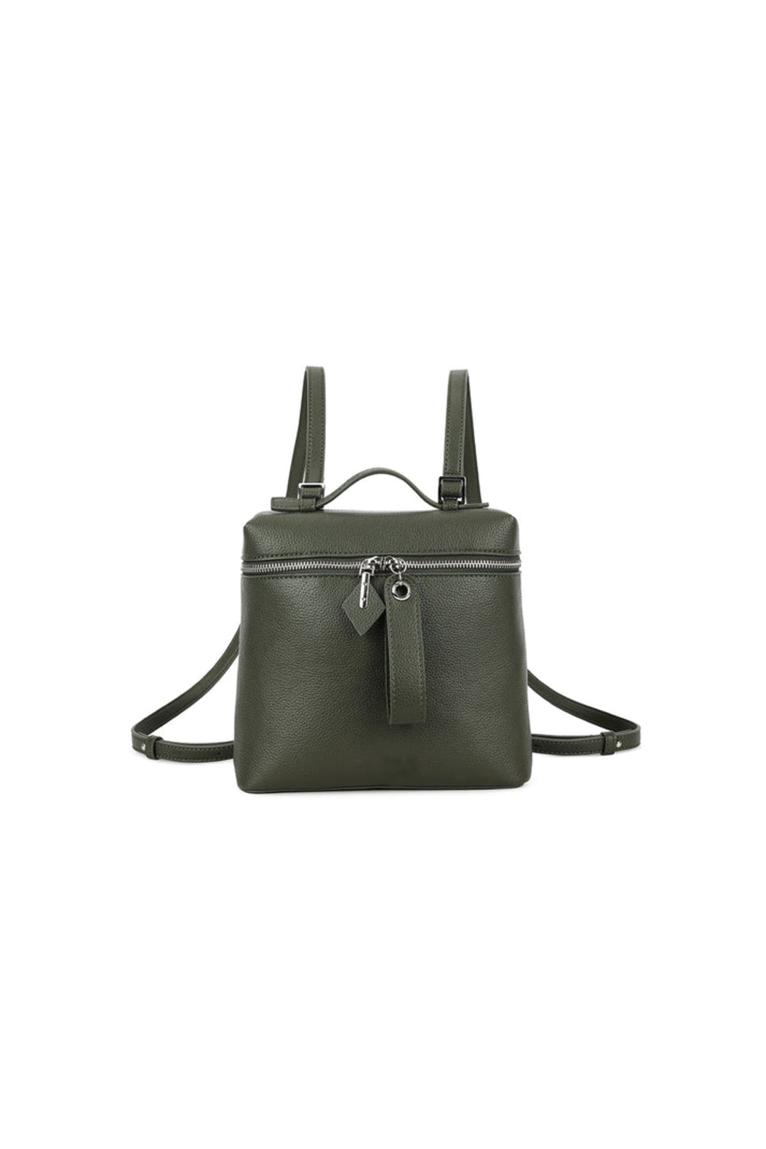 Olive Green Faux Leather Backpack