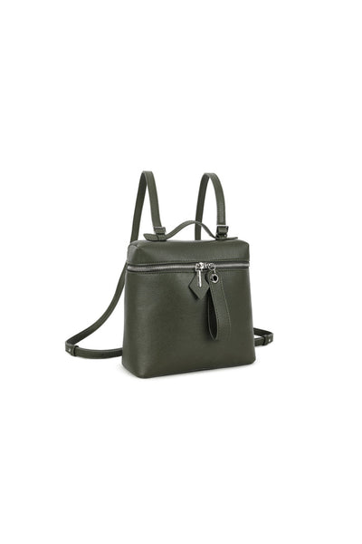 Olive Green Faux Leather Backpack