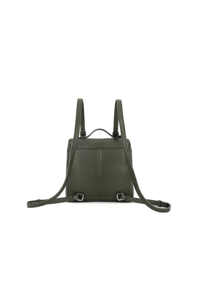 Olive Green Faux Leather Backpack