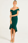 Green Bardot Bodycon Midi Dress
