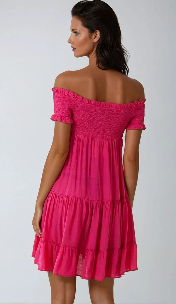 Payback Shell Trim Mini Dress - Fuchsia main image 1