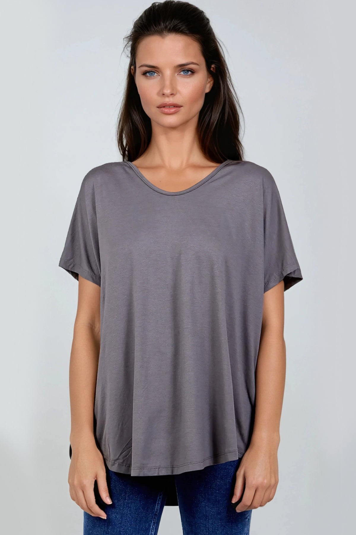 Charcoal Oversized V Neck T Shirt