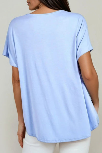 Light Blue Oversized V Neck T Shirt