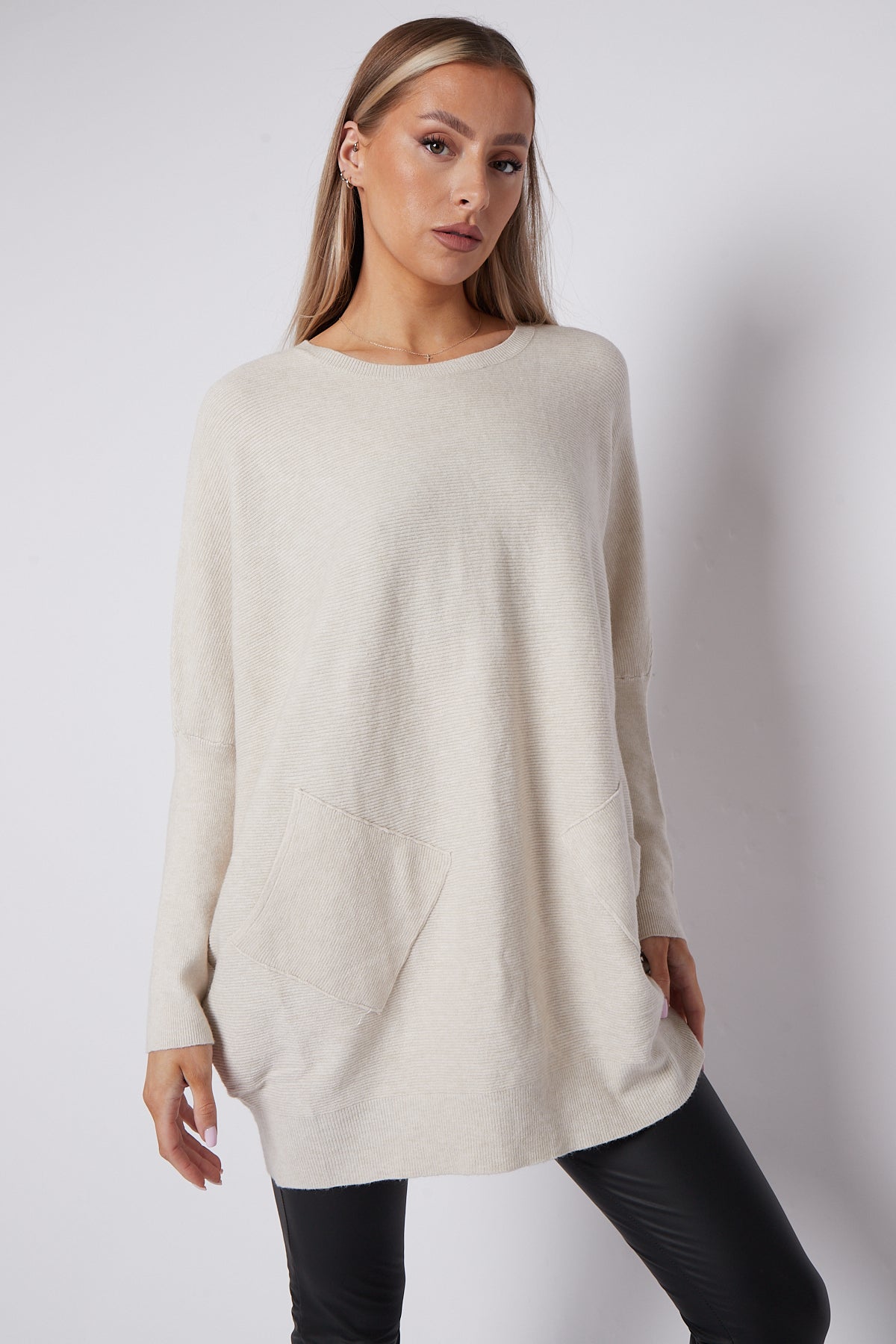 Ivory Batwing Sleeve Jumper with Pockets