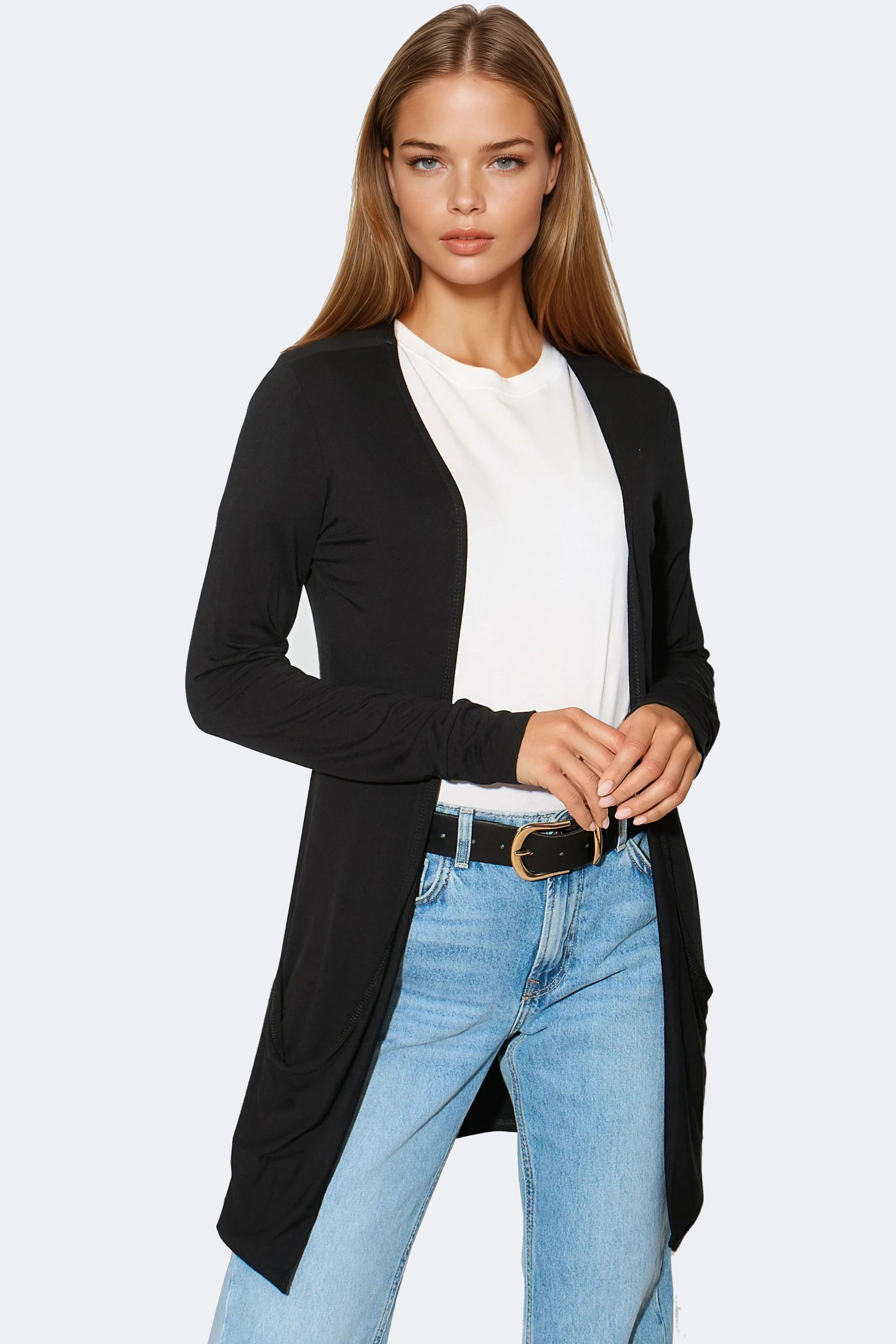 Black Boyfriend Cardigan with Pockets