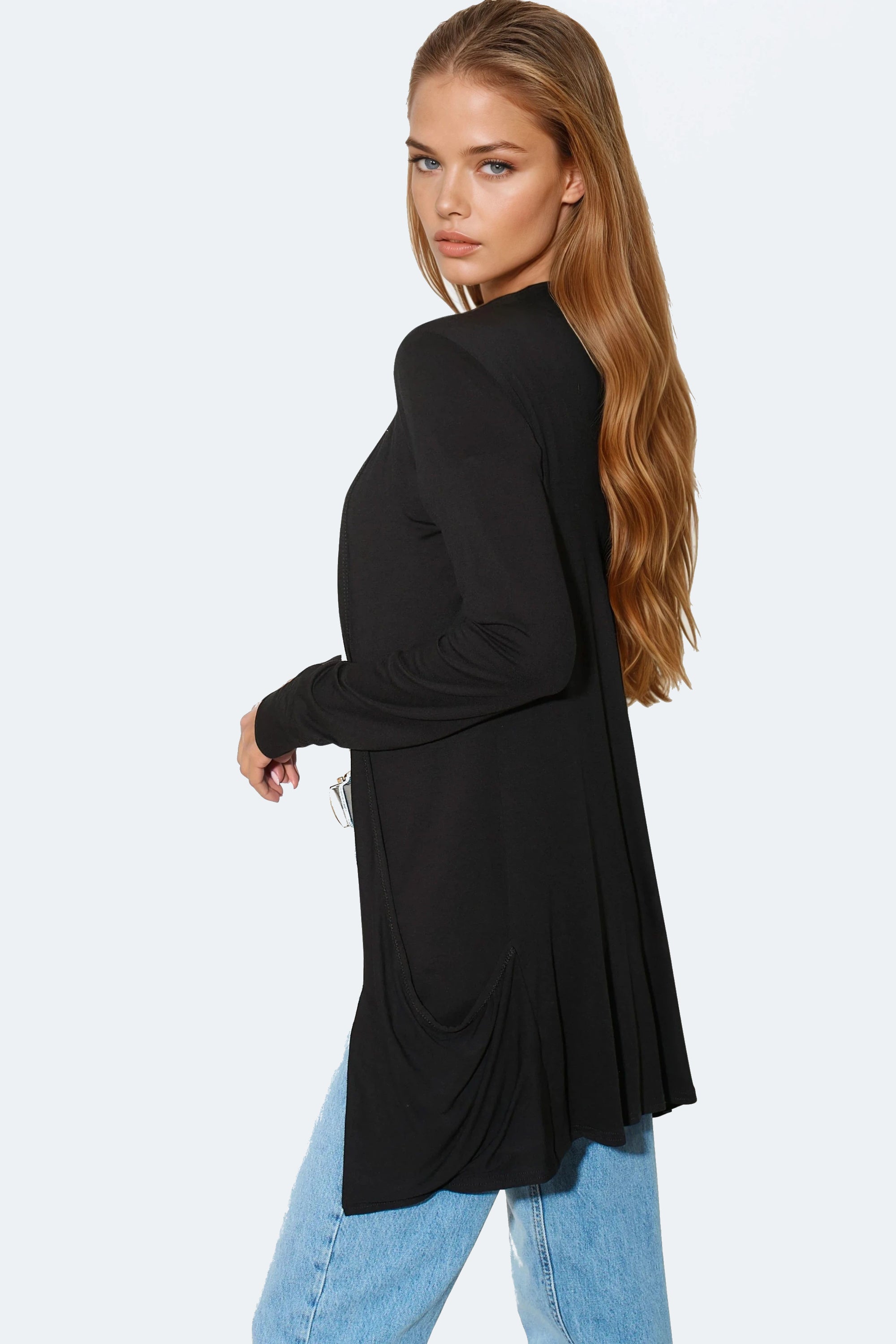 Black Boyfriend Cardigan with Pockets