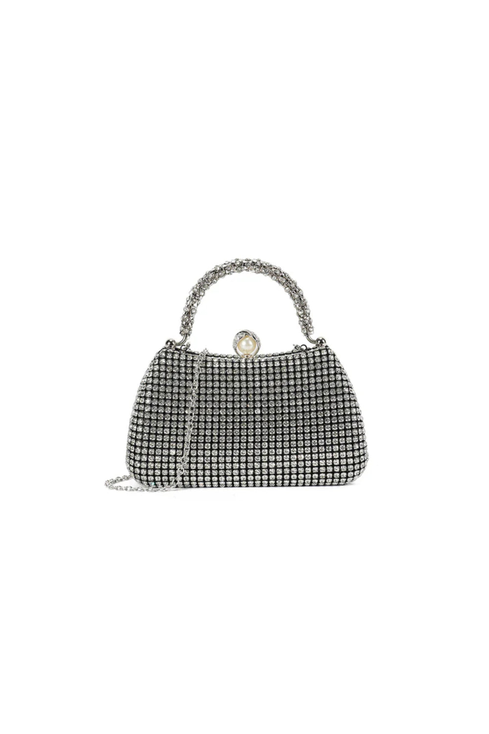Black Crystal Top Handle Evening Bag