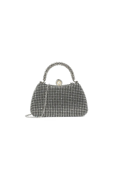 Black Crystal Top Handle Evening Bag