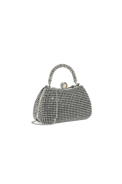 Black Crystal Top Handle Evening Bag