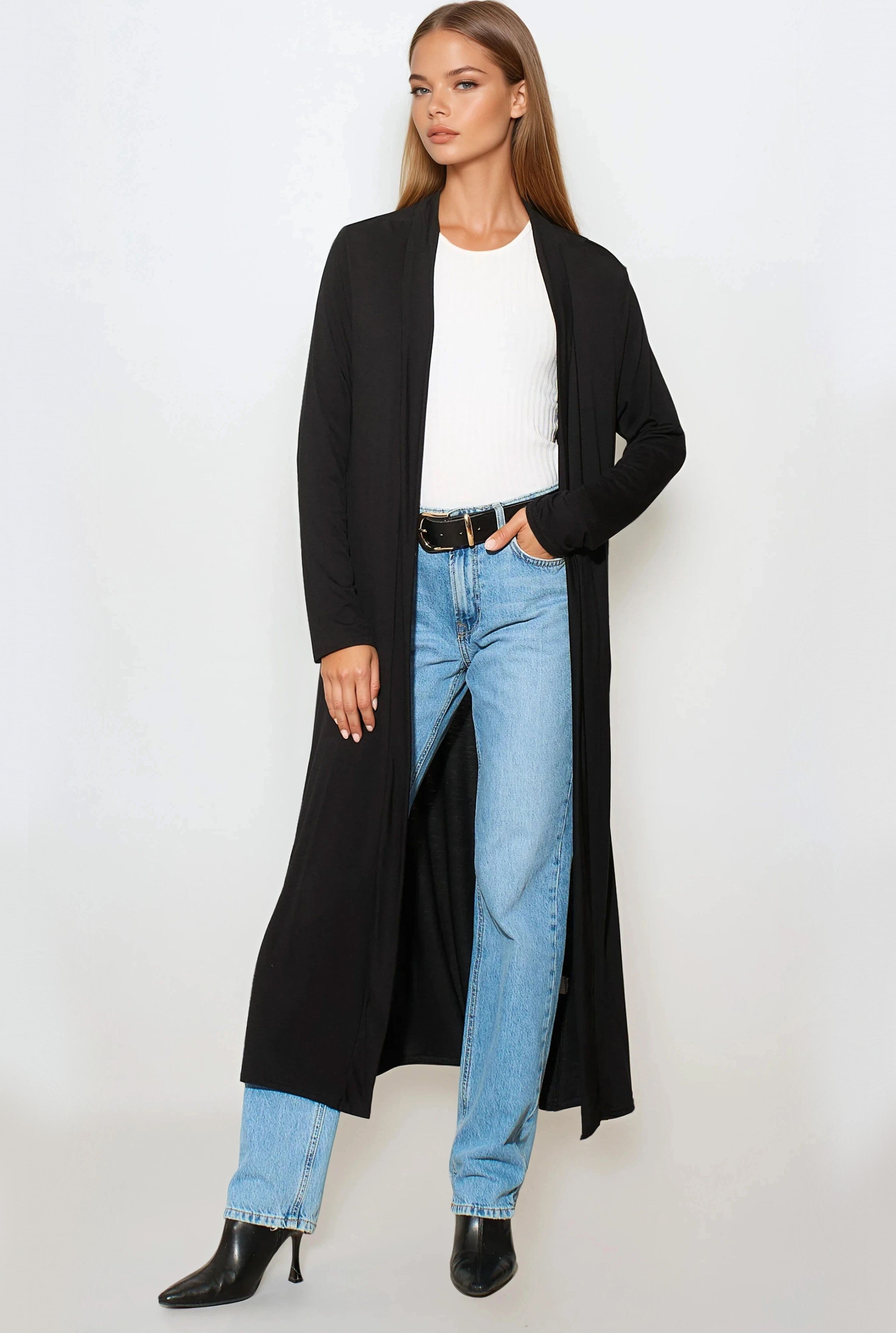 Black Jersey Longline Cardigan