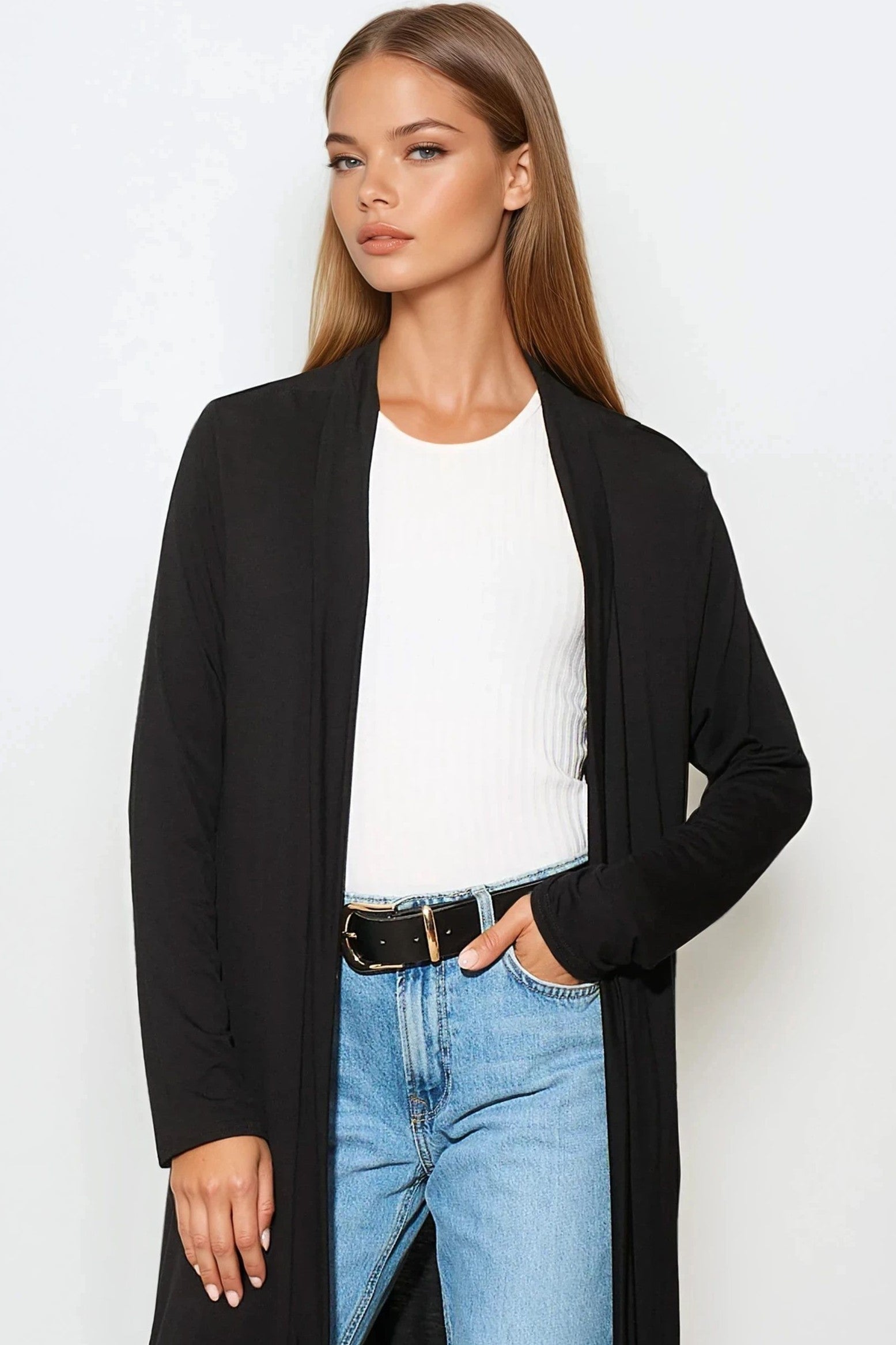 Black Jersey Longline Cardigan