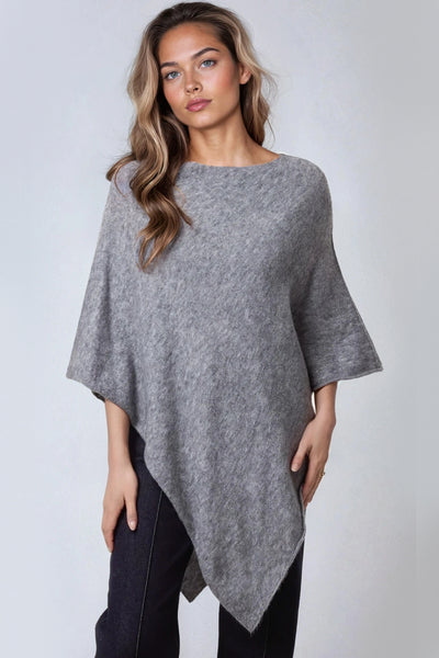 Grey Asymmetric Hem Poncho