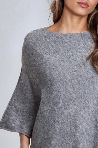 Grey Asymmetric Hem Poncho